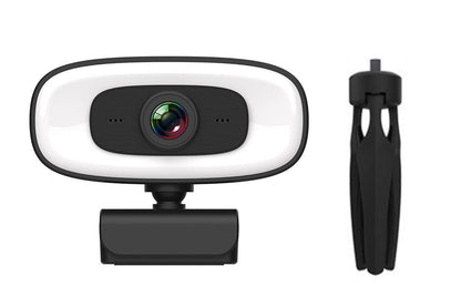 4K Webcam with Ring Light Built in Microphone and Tripod for Video Conferencing V1263-JX-6384