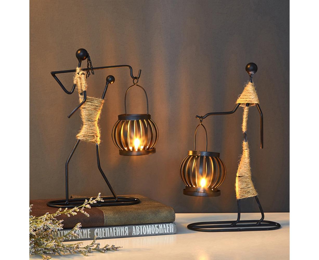 Nordic Candlestick Abstract Iron Men Candle Holder Home Bar Restaurant Decor- G V1263-JX-640