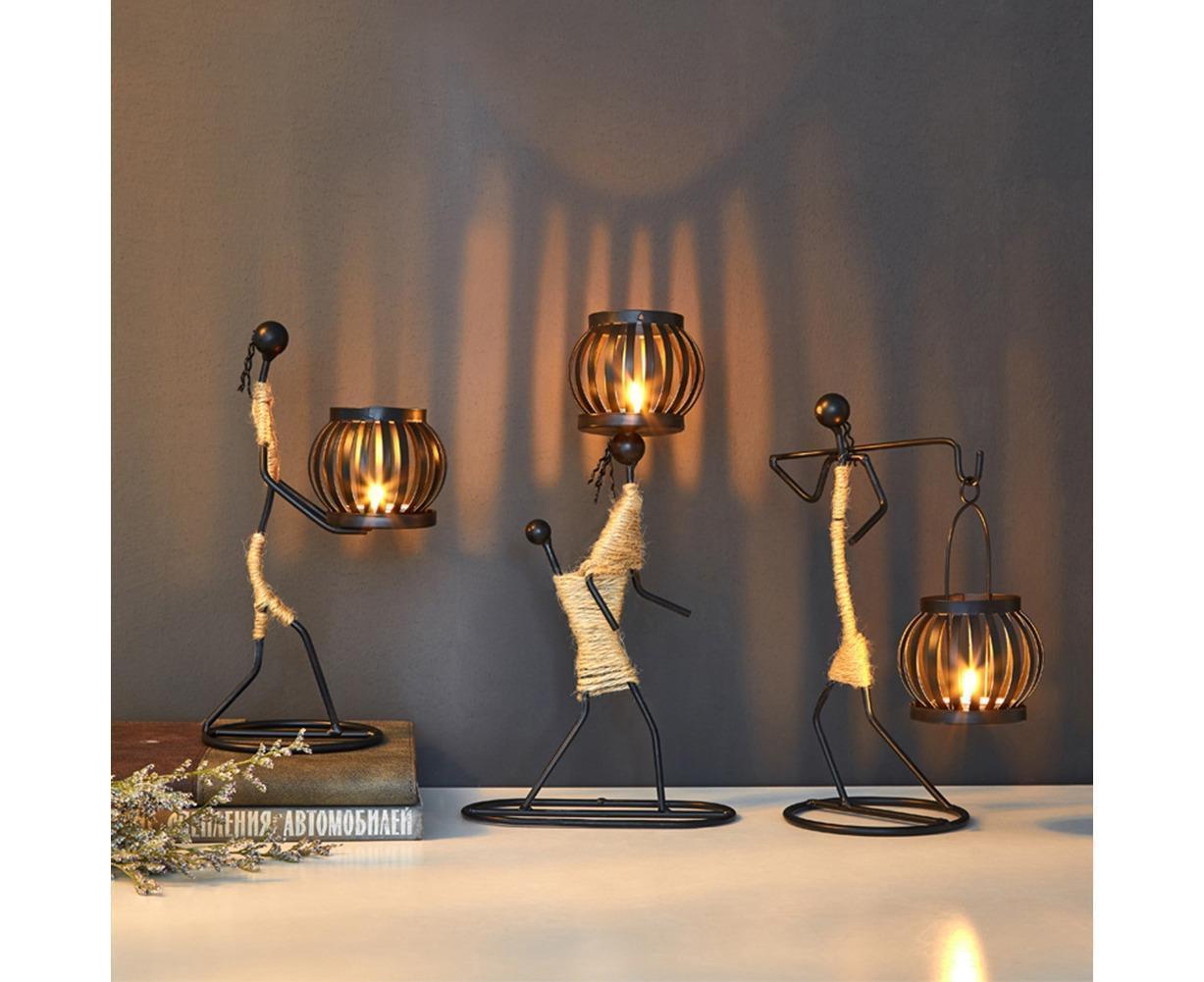 Nordic Candlestick Abstract Iron Men Candle Holder Home Bar Restaurant Decor- G V1263-JX-640