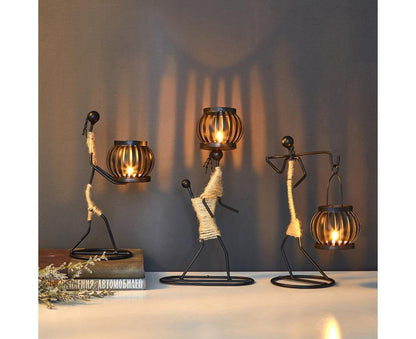 Nordic Candlestick Abstract Iron Men Candle Holder Home Bar Restaurant Decor- G V1263-JX-640