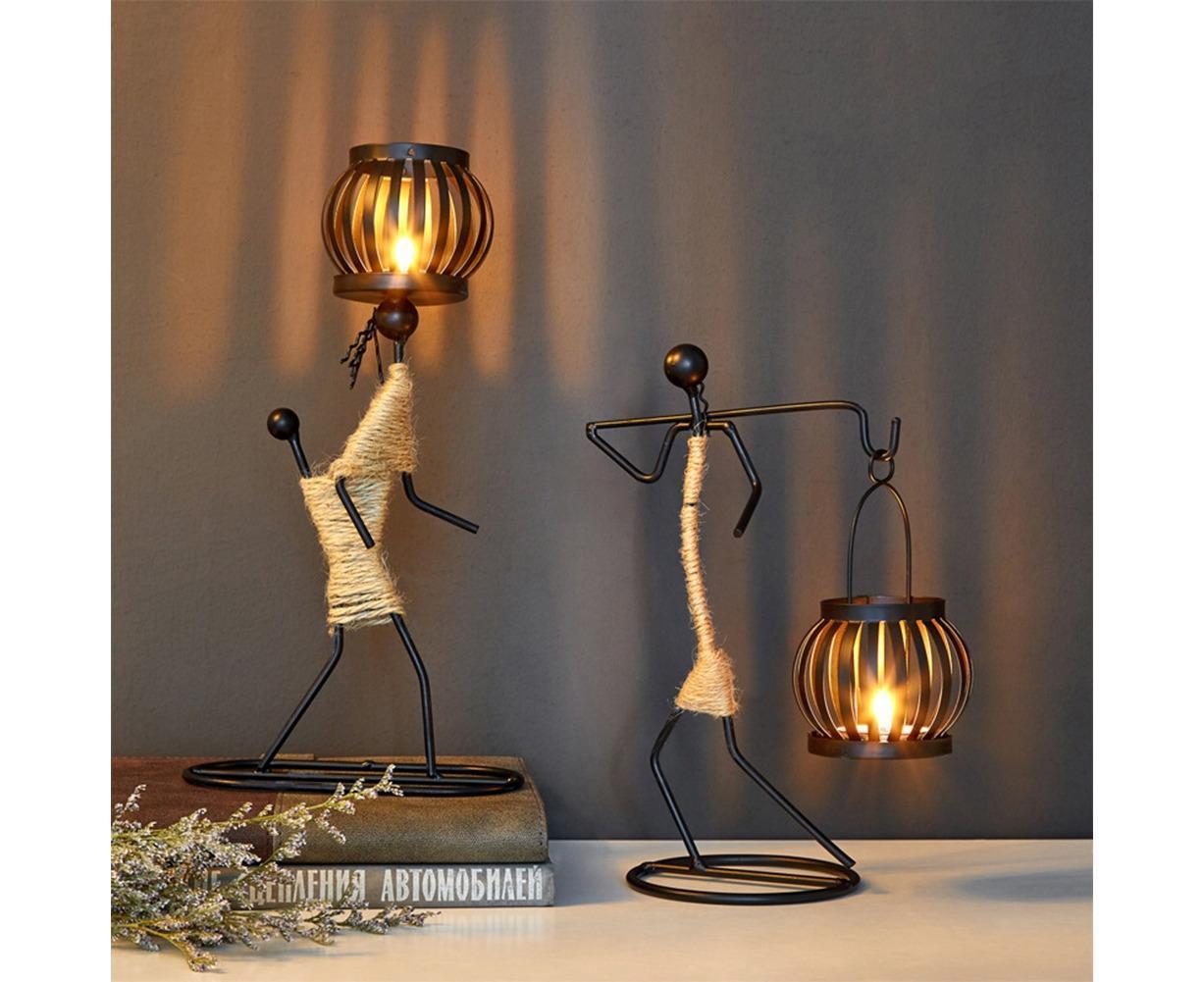 Nordic Candlestick Abstract Iron Men Candle Holder Home Bar Restaurant Decor- G V1263-JX-640