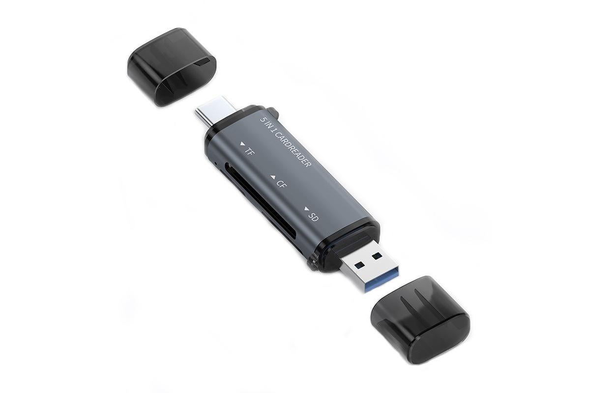 USB C SD Card Reader 5- in-1 Memory Card Reader for CF SD TF V1263-JX-6405