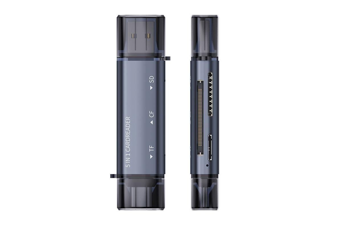 USB C SD Card Reader 5- in-1 Memory Card Reader for CF SD TF V1263-JX-6405