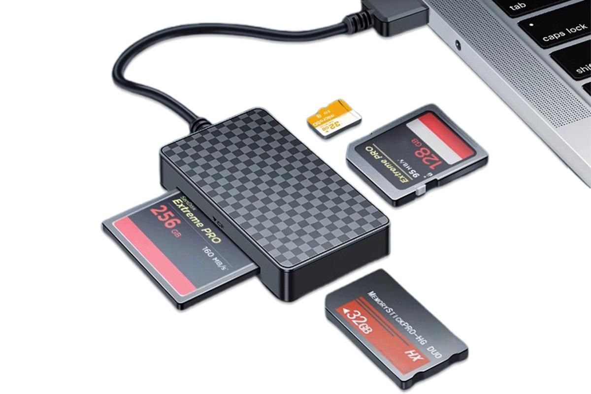 4 In 1 Multi Memory Card Reader USB 2.0 To CF SD TF MS Card Reader Adapter V1263-JX-6409