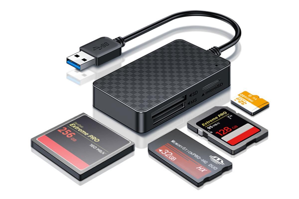 4 In 1 Multi Memory Card Reader USB 2.0 To CF SD TF MS Card Reader Adapter V1263-JX-6409