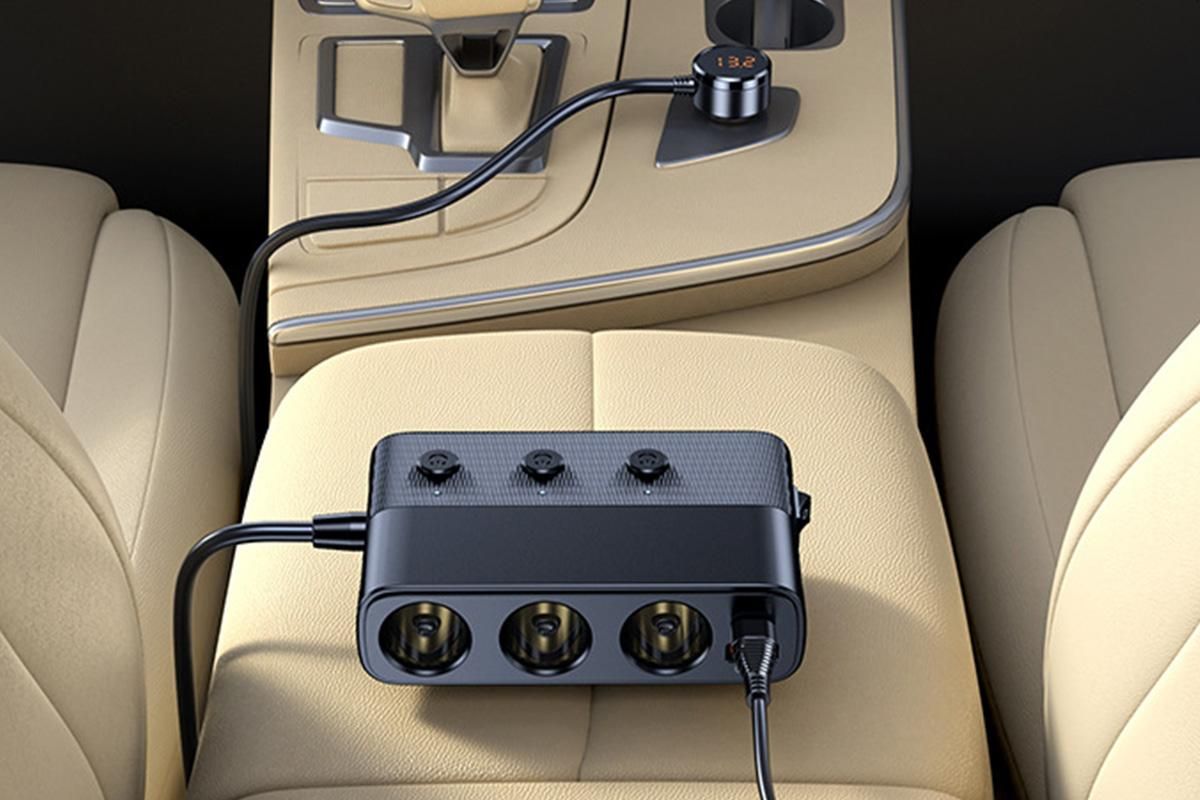 7 in 1 Cigarette Lighter Splitter QC3.0 PD 30W Charging 3 Socket Car Charger Adapter V1263-JX-6411