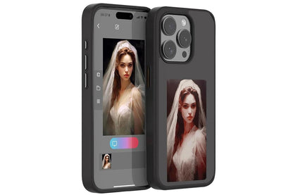 NFC E-Ink Smart Cover iPhone Ink Screen Display Digital DIY Custom Picture Phone Case -Black / iPhone 15 Pro V1263-JX-6413-1