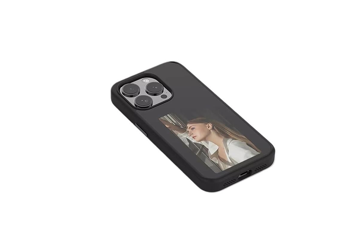 NFC E-Ink Smart Cover iPhone Ink Screen Display Digital DIY Custom Picture Phone Case -Black / iPhone 15 Pro V1263-JX-6413-1