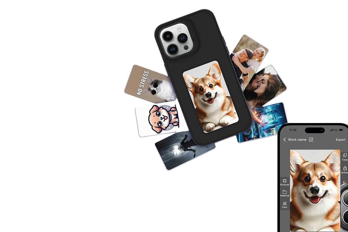 NFC E-Ink Smart Cover iPhone Ink Screen Display Digital DIY Custom Picture Phone Case -Black / iPhone 15 Pro V1263-JX-6413-2