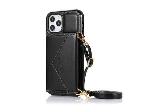 PU Leather Crossbody Phone Case Cover Wallet Card Holder for iPhone 13 Series -Black /iPhone13 mini 5.4 V1263-JX-6417-4