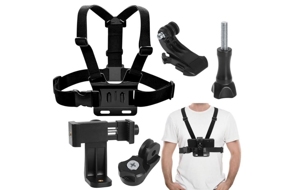 Mobile Phone Chest Mount Harness Strap Holder with Rotating Phone Clip V1263-JX-6425