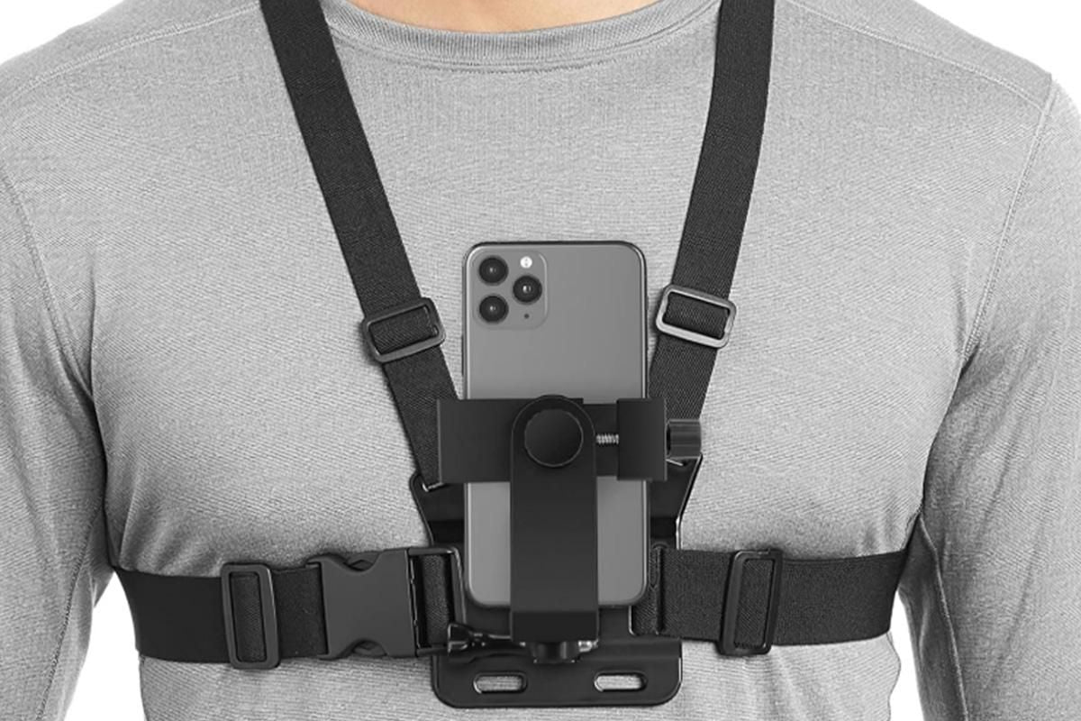Mobile Phone Chest Mount Harness Strap Holder with Rotating Phone Clip V1263-JX-6425