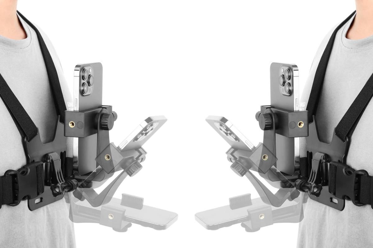 Mobile Phone Chest Mount Harness Strap Holder with Rotating Phone Clip V1263-JX-6425