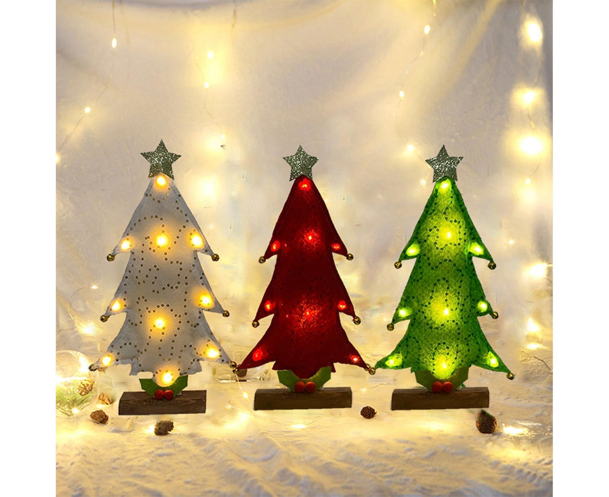 Luminous Mini Christmas Tree Desktop Display Mold Night Light Party Decor Gift-Green V1263-JX-643