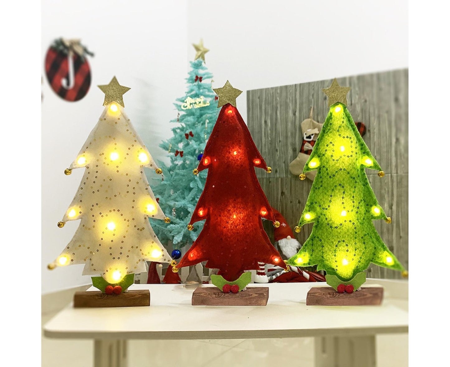 Luminous Mini Christmas Tree Desktop Display Mold Night Light Party Decor Gift-Green V1263-JX-643