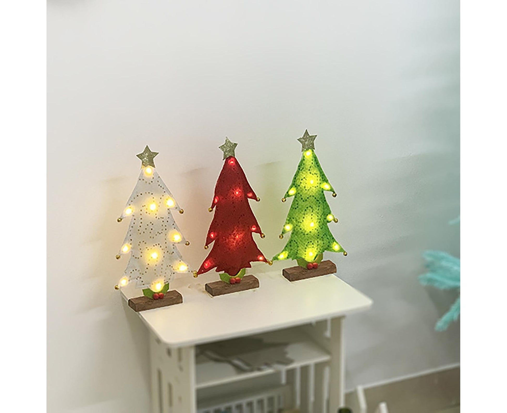 Luminous Mini Christmas Tree Desktop Display Mold Night Light Party Decor Gift-Green V1263-JX-643