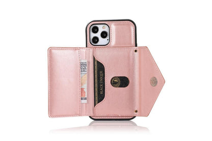 PU Leather Crossbody Phone Case Cover Wallet Card Holder for iPhone 13 Series -Rose Gold /iPhone13 mini 5.4 V1263-JX-6436-4