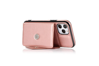 PU Leather Crossbody Phone Case Cover Wallet Card Holder for iPhone 13 Series -Rose Gold /iPhone13 mini 5.4 V1263-JX-6436-4