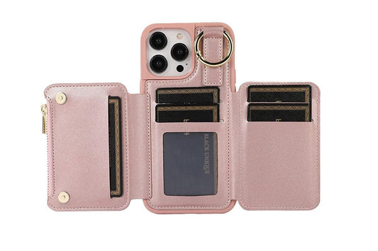 PU Leather Phone Case Wallet Purse for iPhone 14 Series -Rose Gold /iPhone 14 Pro Max V1263-JX-6437-3