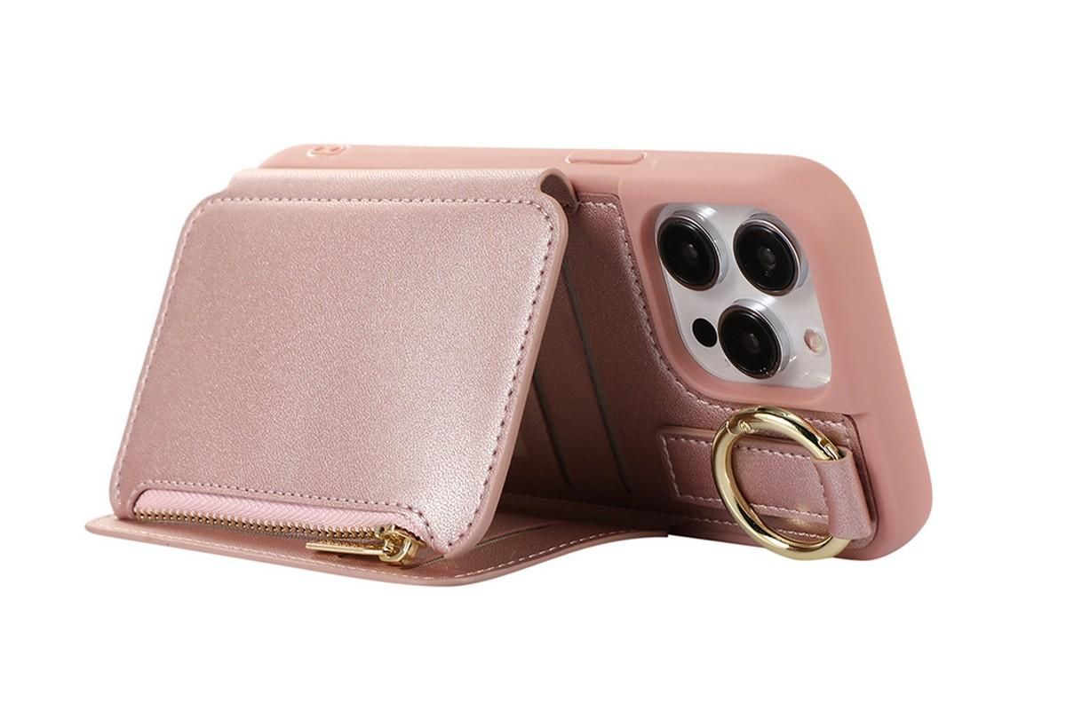 PU Leather Phone Case Wallet Purse for iPhone 14 Series -Rose Gold /iPhone 14 Pro Max V1263-JX-6437-3