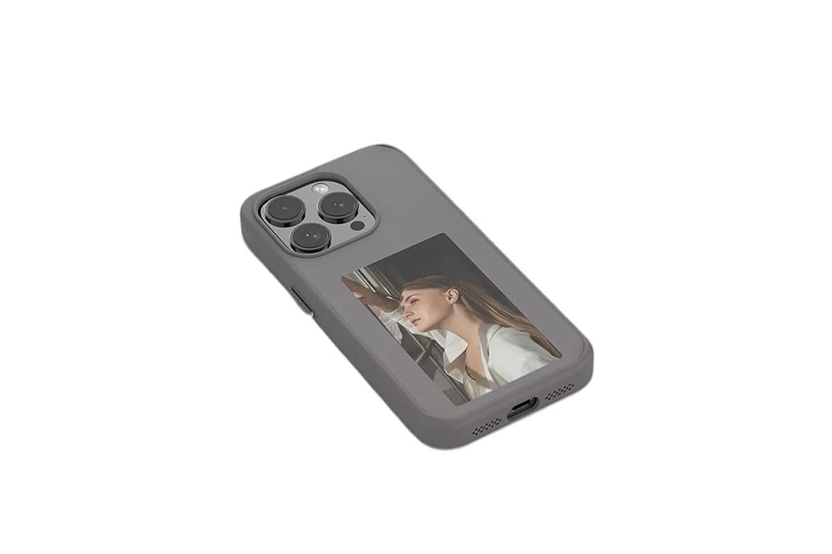 NFC E-Ink Smart Cover iPhone Ink Screen Display Digital DIY Custom Picture Phone Case -Grey /iPhone 15 Pro V1263-JX-6438-2
