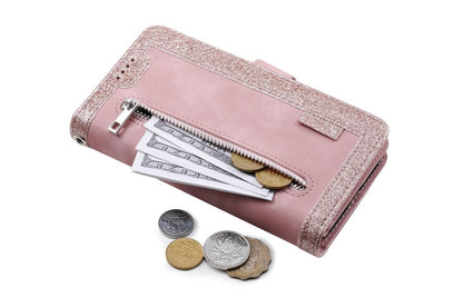 for iPhone 15 Series Case Leather Wallet Flip Cover -Pink /iPhone 15 V1263-JX-6440-2