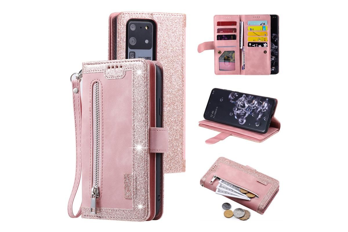 for iPhone 15 Series Case Leather Wallet Flip Cover -Pink /iPhone 15 Pro Max V1263-JX-6440-4