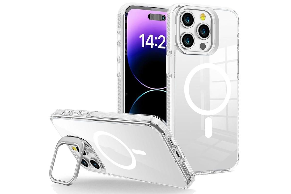 For iPhone 16 Series Phone Case with Stand Full Body Case -White /iPhone 16 Pro V1263-JX-6441-3