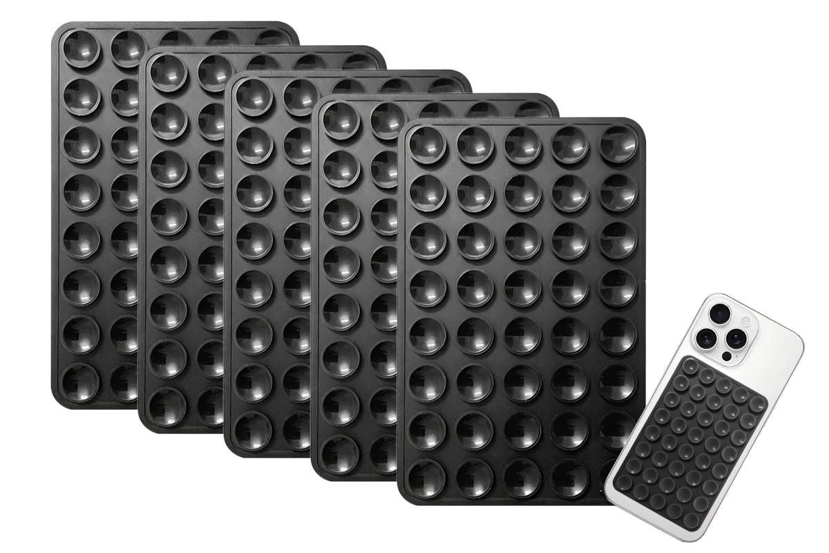5 Pack Double Sided Silicone Phone Suction Pad 80 Stickers Grip for Car Desk Holder - Black V1263-JX-6442-1