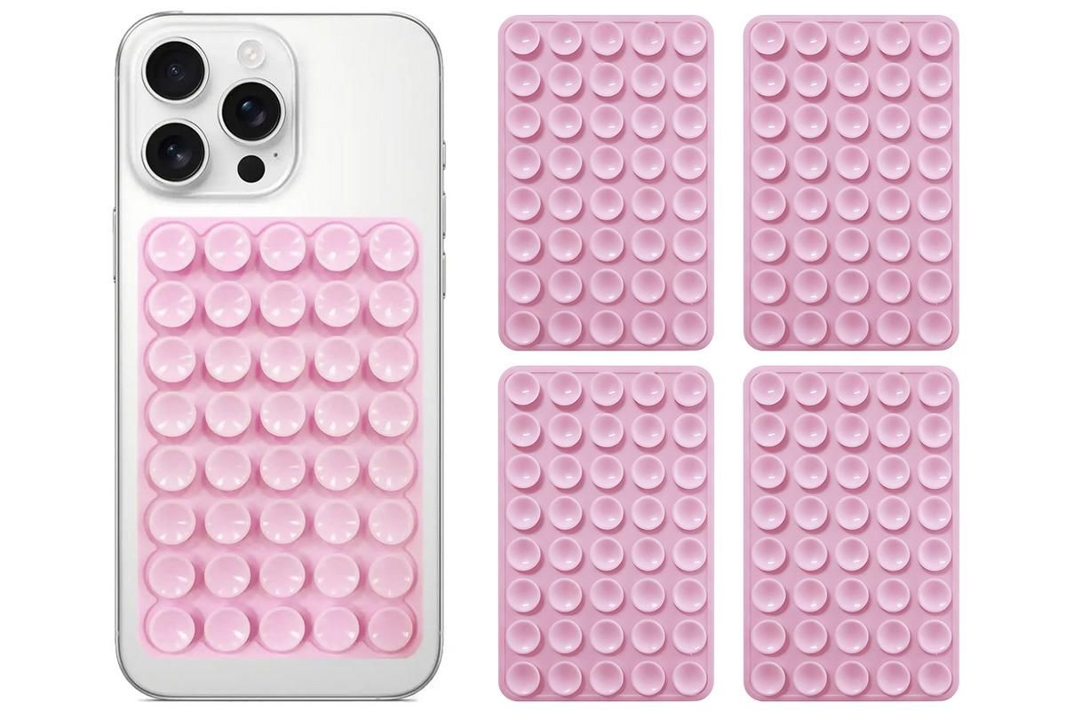 5 Pack Double Sided Silicone Phone Suction Pad 80 Stickers Grip for Car Desk Holder - Pink V1263-JX-6442-2