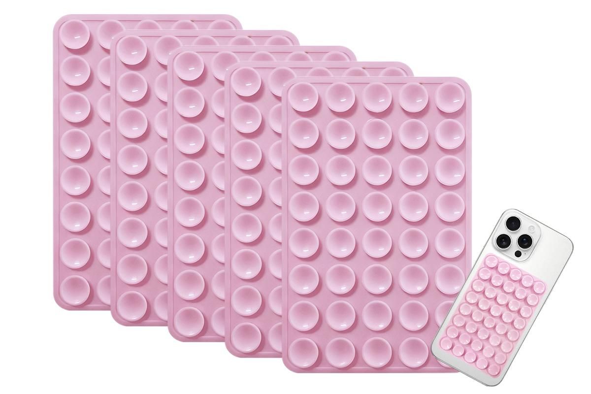5 Pack Double Sided Silicone Phone Suction Pad 80 Stickers Grip for Car Desk Holder - Pink V1263-JX-6442-2