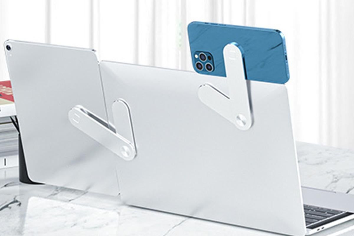 Portable PC Laptop Phone Holder Screens Expansion Mobile Side Mount Holder -Silver V1263-JX-6444-1