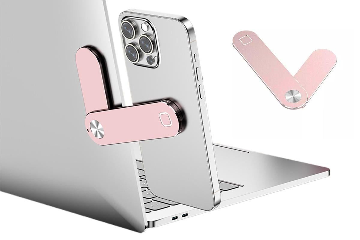 Portable PC Laptop Phone Holder Screens Expansion Mobile Side Mount Holder -Rose Red V1263-JX-6444-2