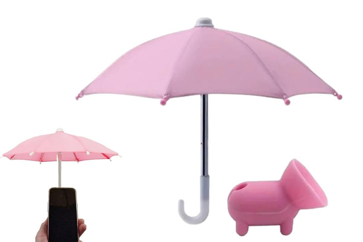 Phone Umbrella with Suction Cup Stand Universal Adjustable Piggy Anti-Glare Sun Shade -Pink V1263-JX-6445-1