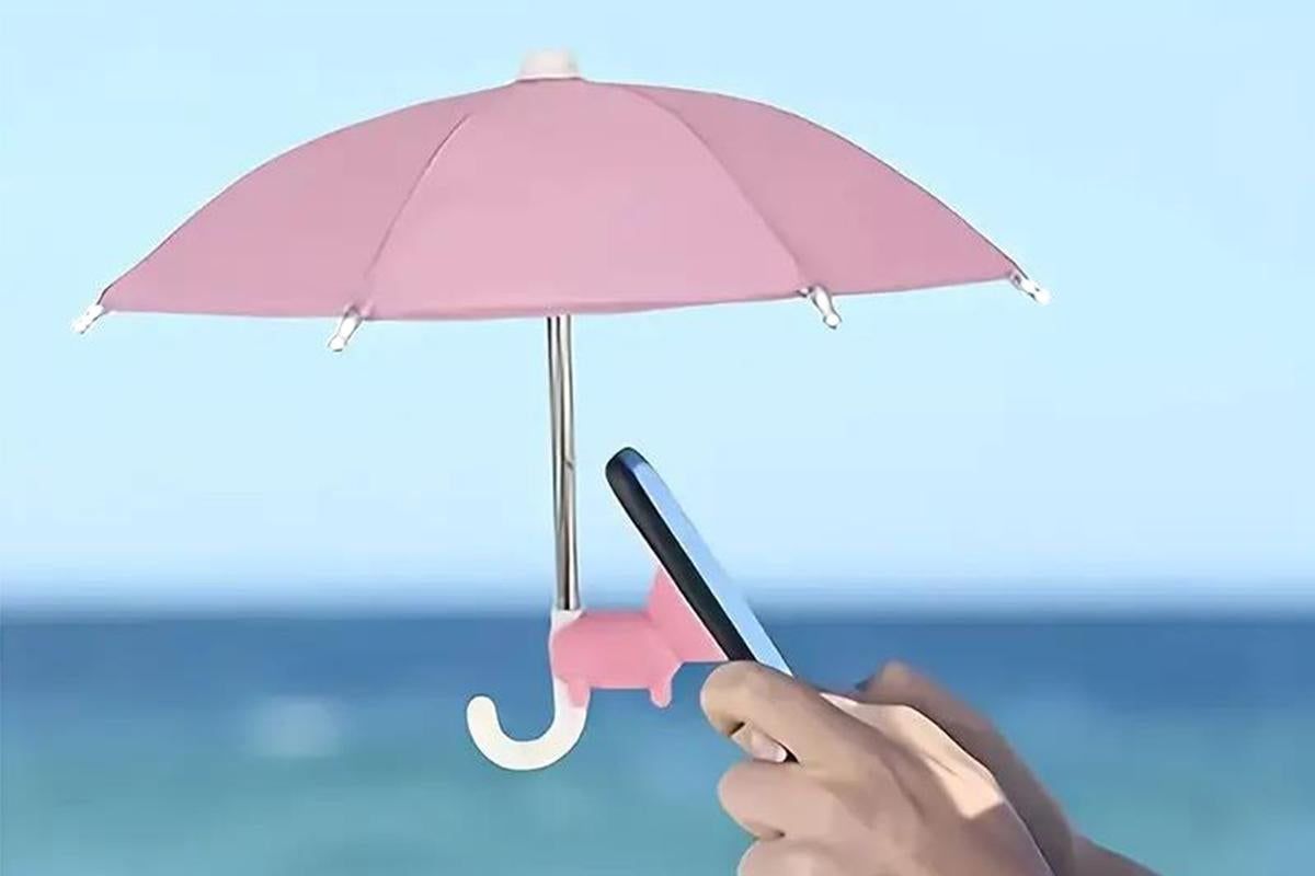 Phone Umbrella with Suction Cup Stand Universal Adjustable Piggy Anti-Glare Sun Shade -Pink V1263-JX-6445-1