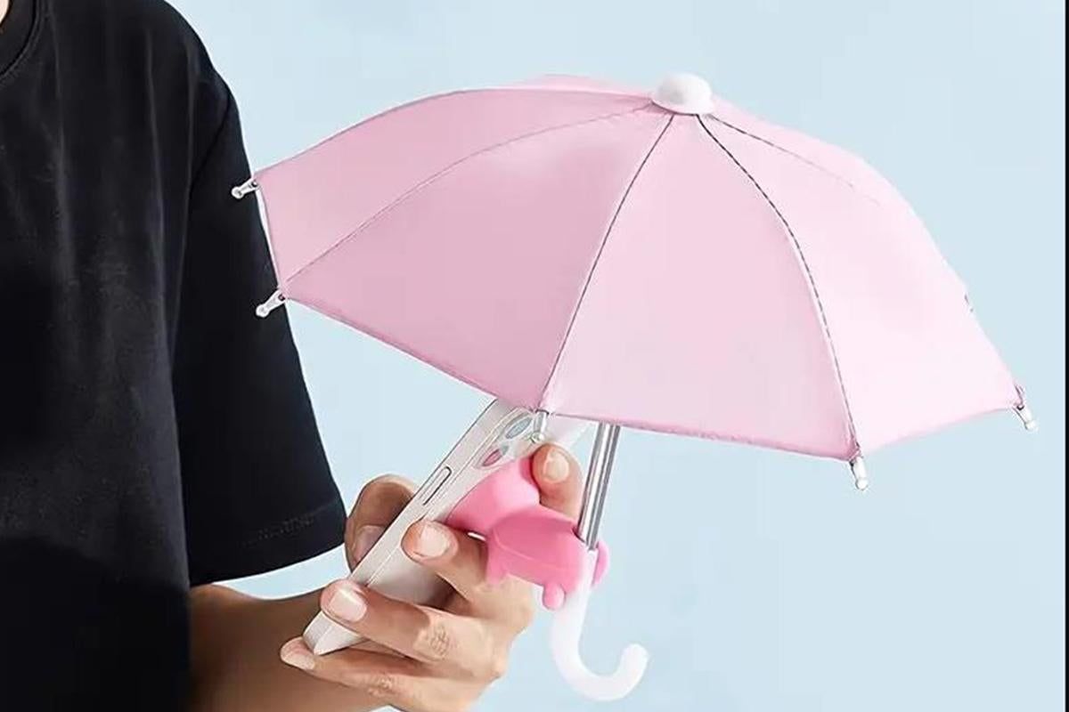 Phone Umbrella with Suction Cup Stand Universal Adjustable Piggy Anti-Glare Sun Shade -Pink V1263-JX-6445-1