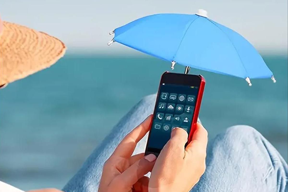 Phone Umbrella with Suction Cup Stand Universal Adjustable Piggy Anti-Glare Sun Shade -Sky Blue V1263-JX-6445-3