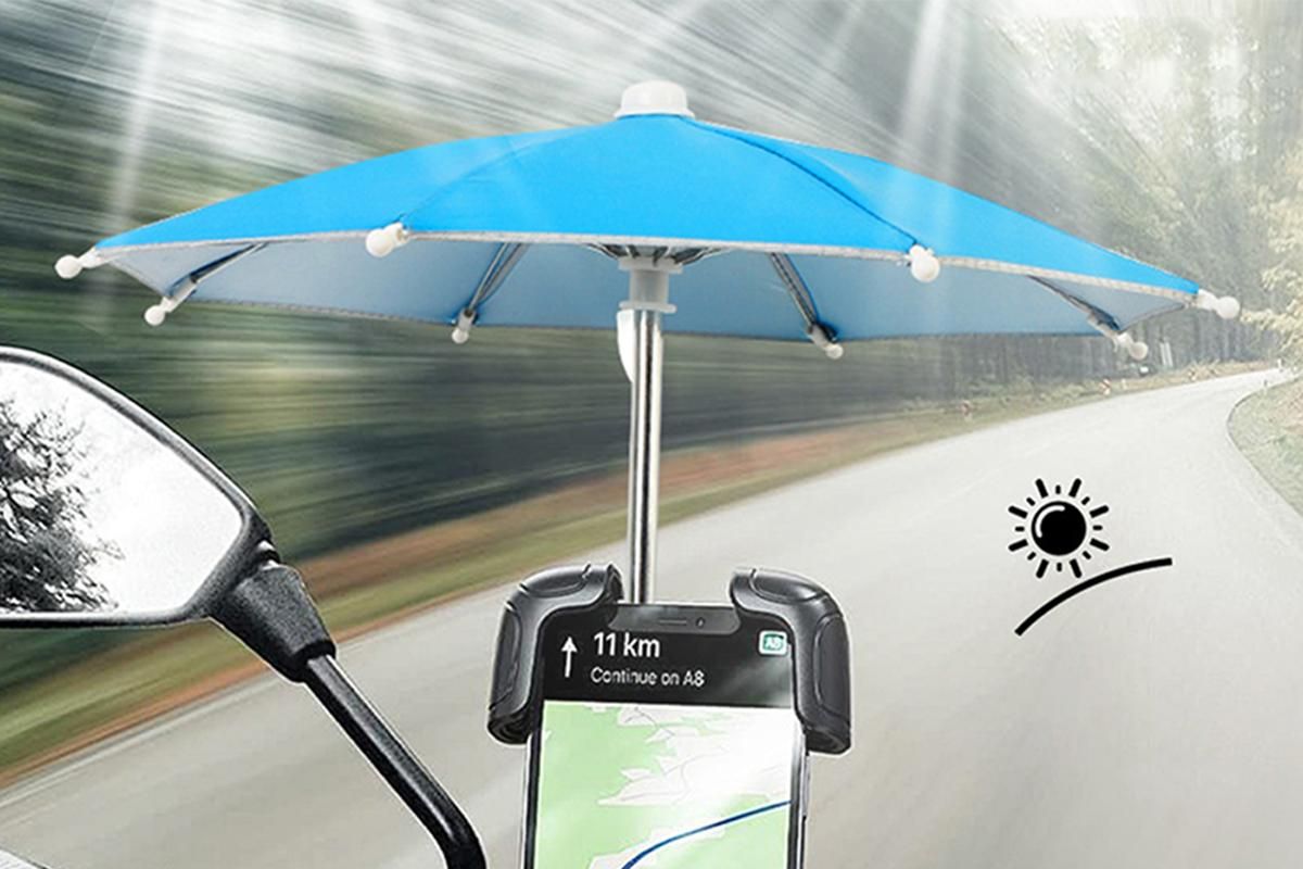 Phone Umbrella with Suction Cup Stand Universal Adjustable Piggy Anti-Glare Sun Shade -Sky Blue V1263-JX-6445-3