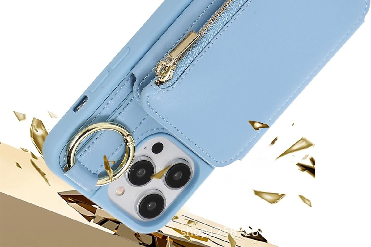 PU Leather Phone Case Wallet Purse for iPhone 14 Series -Blue /iPhone 14 Pro Max V1263-JX-6446-1