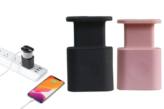 Silicone Charger Protector with Cord Wrap for Apple Phone 18W/20W Charger -Black & Pink V1263-JX-6448-1