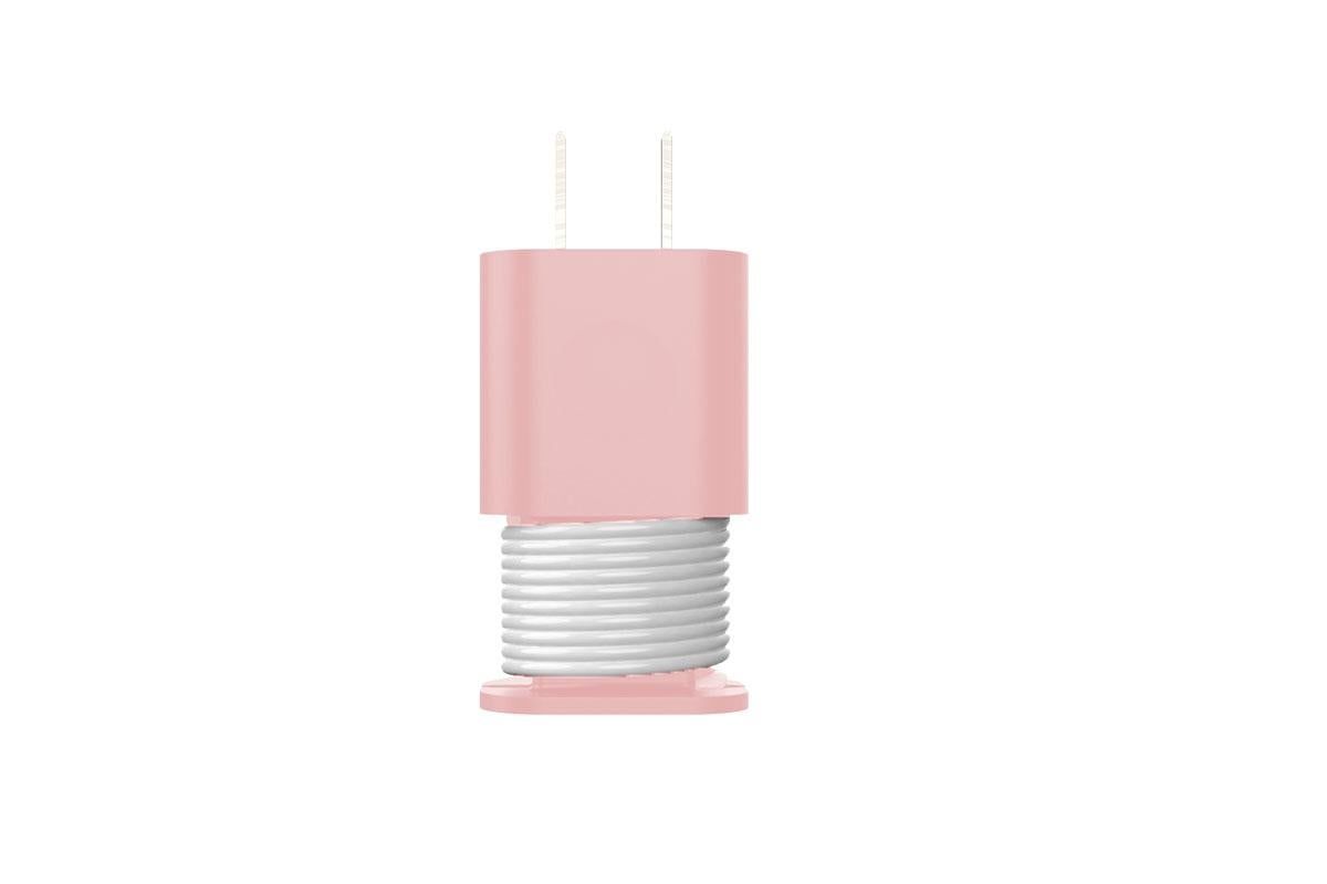 Silicone Charger Protector with Cord Wrap for Apple Phone 18W/20W Charger -Black & Pink V1263-JX-6448-1