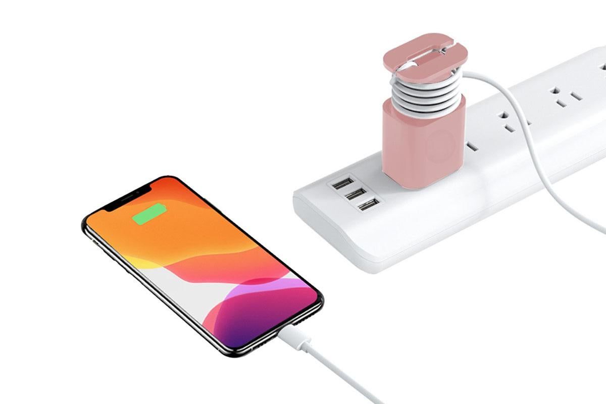 Silicone Charger Protector with Cord Wrap for Apple Phone 18W/20W Charger -Black & Pink V1263-JX-6448-1