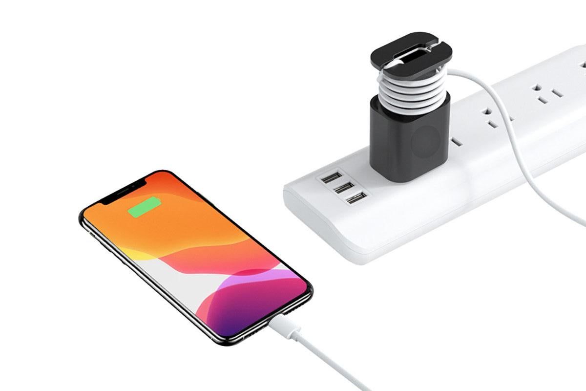 Silicone Charger Protector with Cord Wrap for Apple Phone 18W/20W Charger -Black & Pink V1263-JX-6448-1