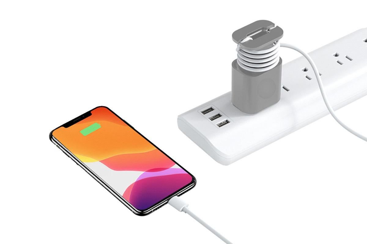Silicone Charger Protector with Cord Wrap for Apple Phone 18W/20W Charger -Gray & White V1263-JX-6448-2