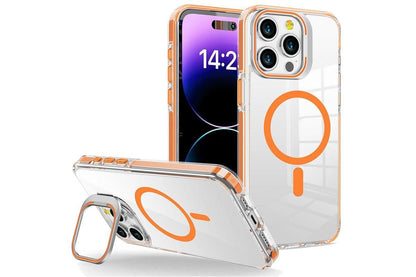 For iPhone 16 Series Phone Case with Stand Full Body Case -Orange /iPhone 16 Plus V1263-JX-6450-3