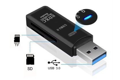 2 In 1 USB 3.0 Card Memory Reader High Speed SD SDHC SDXC Micro Writer Adapter - Black V1263-JX-6451-1