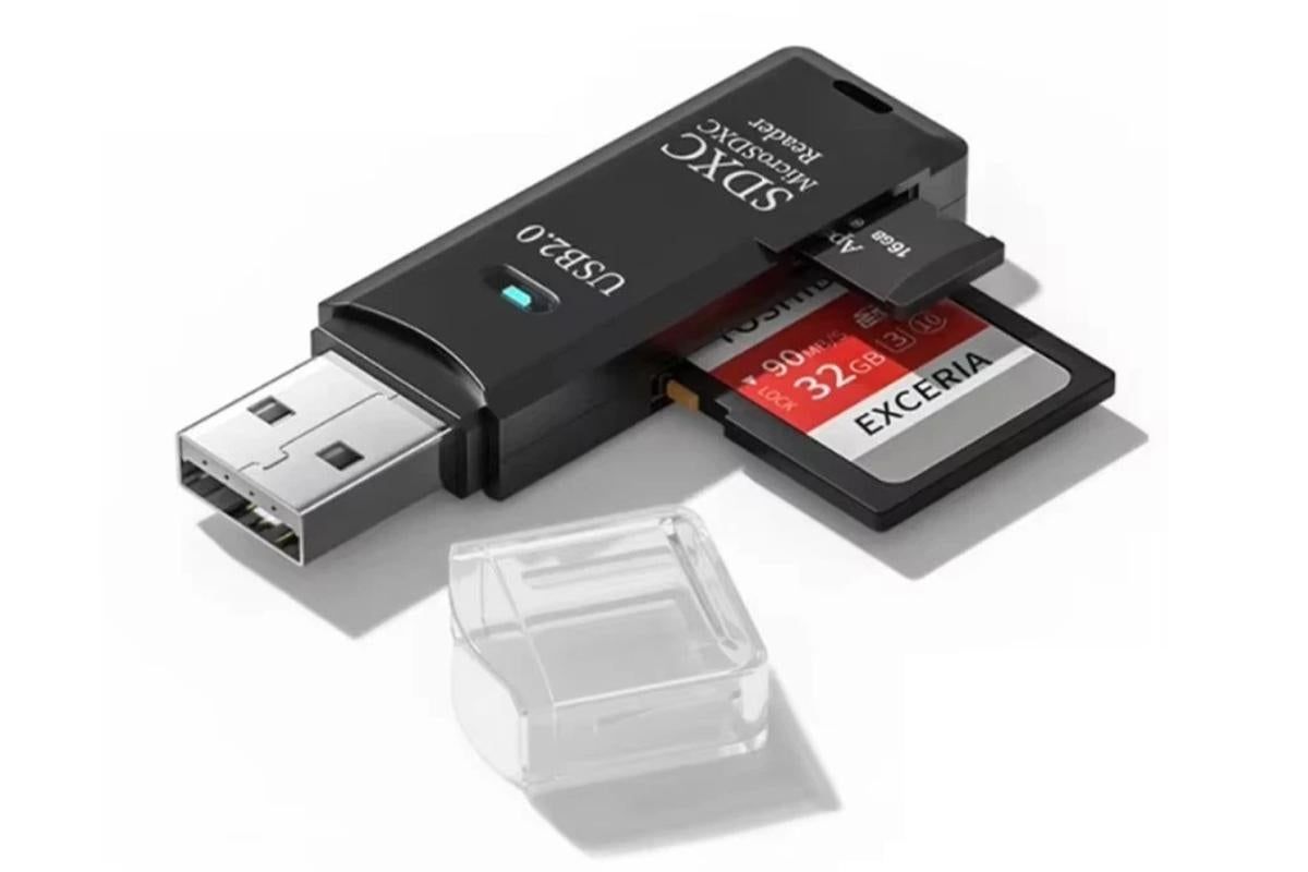 2 In 1 USB 3.0 Card Memory Reader High Speed SD SDHC SDXC Micro Writer Adapter - Black V1263-JX-6451-1