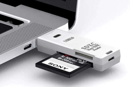 2 In 1 USB 3.0 Card Memory Reader High Speed SD SDHC SDXC Micro Writer Adapter - White V1263-JX-6451-2