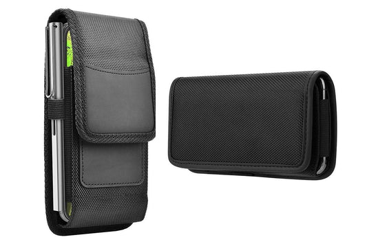 2Pcs Universal Black Oxford Cloth Phone Waist Pouch with Belt Clip and Card Holder Compatible with Most V1263-JX-6456-3