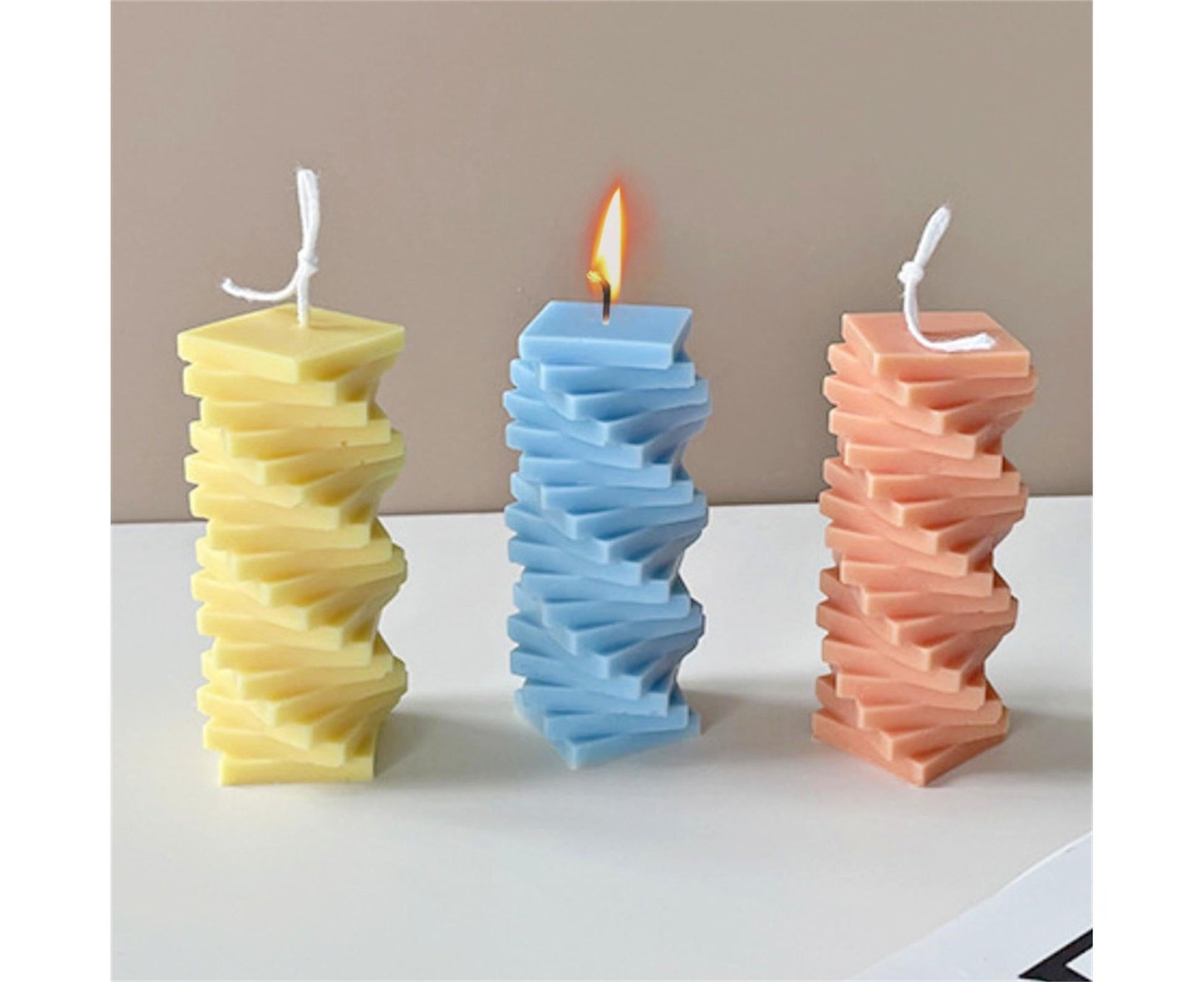 Candle Mold Non-stick DIY Silica Gel Rotating Cylinder Epoxy Resin Mold Home Ornament -White V1263-JX-648